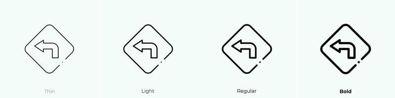 turn left icon. Thin, Light, Regular And Bold style design isolated on white background vector