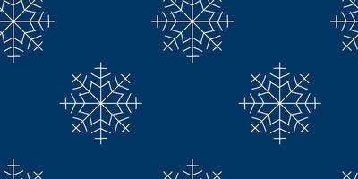 Christmas Seamless pattern with snowflakes. Winter Flat vector illustration for Holiday decoration, Wrapping paper template, Seasonal banner. Design art Endless background with snowfall on blue.