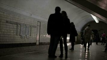 Train arrives at the station of the Moscow metro video