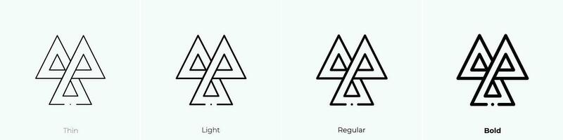 Valknut icono. delgado, luz, regular y negrita estilo diseño aislado en blanco antecedentes vector