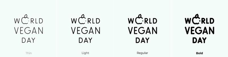 vegan icon. Thin, Light, Regular And Bold style design isolated on white background vector