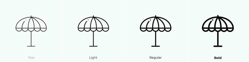 paraguas icono. delgado, luz, regular y negrita estilo diseño aislado en blanco antecedentes vector