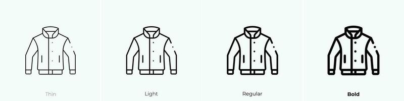 universidad chaqueta icono. delgado, luz, regular y negrita estilo diseño aislado en blanco antecedentes vector