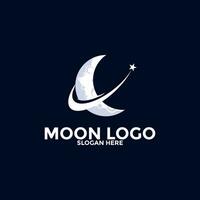 Moon logo vector icon, simple moon logo design template