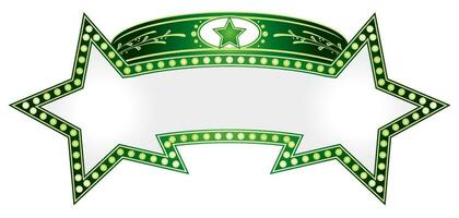 Green neon in shape of two combined stars vector