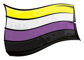 Painted Nonbinary flag waving in wind vector