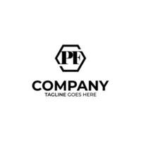 Abstract PF letter simple style logo design vector template