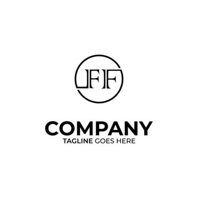 Abstract FF letter simple style logo design vector template