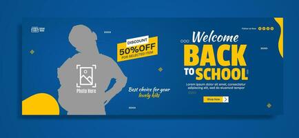 Back to school business horizontal banner template design vector