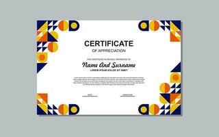 modern style certificate template in blue and orange colors. certificate with luxury style. vector