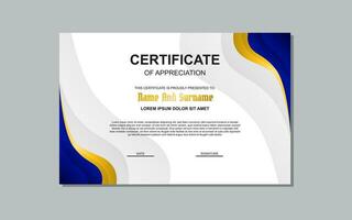 certificado modelo en azul color elegante estilo para otorgar. vector