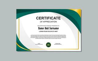 certificate template with green color elegant style for awards. vector