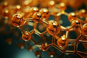 Molecule model showcased in 3D, creating an intriguing science background AI Generated photo