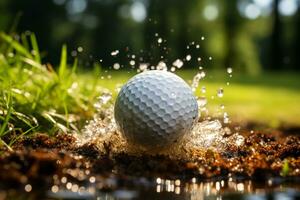 golf pelota triunfos, jugador un difuminar ai generado foto