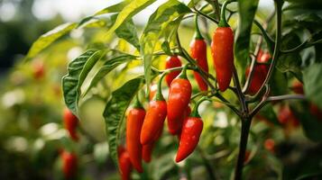 Red chili pepper agriculture harvesting. Generative AI photo