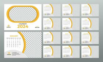 Desk Calendar 2024 template. 12 months included. Editable 2024 calendar. Vector illusrtation