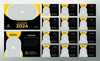 Desk Calendar 2024 template. 12 months included. Editable 2024 calendar design. Vector illusrtation