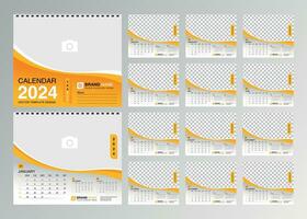 Desk Calendar 2024 template. 12 months included. Editable 2024 calendar design. Vector illusrtation