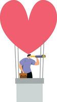 Lover float in the sky by a heart shape balloon vector