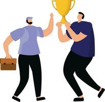 Business people grab a trophy vector