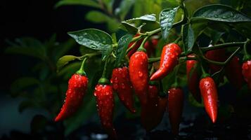 Red chili pepper agriculture harvesting. Generative AI photo