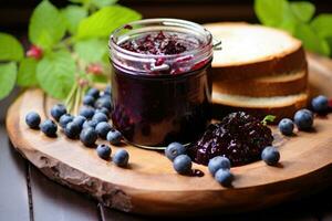 arándano mermelada con Fresco fruta. generativo ai foto