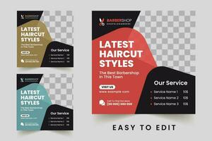 Vector modern barbershop or haircut social media post banner template