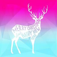 Christmas deer with handlettering vector illustration. New year decorative element.