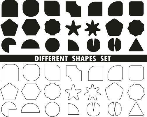 Set of shapes icons. Different shapes. Shapes of triangle, square, circle, hexagon and many more. Bundle of shapes.