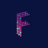 F letter tech pixels logo design gradient vector