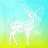 Christmas deer with handlettering vector illustration. New year decorative element.