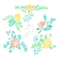 Set of hand drawn doodle flowers vector