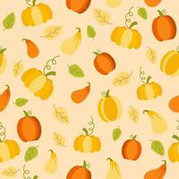 Pumpkins Seamless Pattern, Thanksgiving Background vector