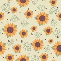 yellow flowers sunflower, vector seamless background, banner, wallpaper, packaging, decorative background