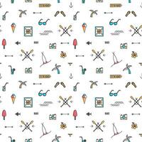Seamless summer beach and sea vacation pattern with palms vector