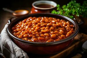 bostón horneado frijoles delicioso alimento. generativo ai foto