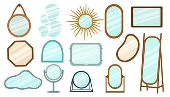 Mirrors Set. Furniture for home, living room, bedroom, bathroom. Hand drawn vector doodle elements