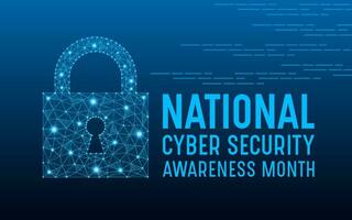 National cyber security awareness month is observed every year in october. Low poly style design. Cyber security banner vector isolated on geometric background.