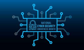 National cyber security awareness month is observed every year in october. Low poly style design. Cyber security banner vector isolated on geometric background.
