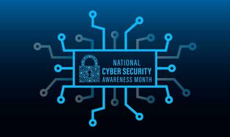 National cyber security awareness month is observed every year in october. Low poly style design. Cyber security banner vector isolated on geometric background.