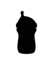 Newborn feeding bottle silhouette, milk baby bottle icon vector