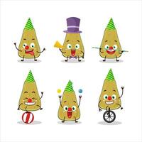 Cartoon character of slice of squash with various circus shows vector