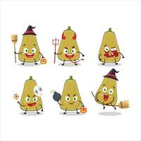 Halloween expression emoticons with cartoon character of slice of squash vector
