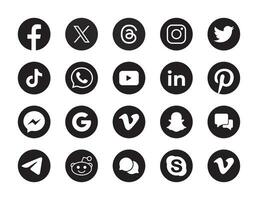 conjunto de social medios de comunicación icono en blanco antecedentes. conjunto de social medios de comunicación icono conjunto recopilación. vector