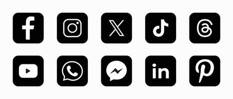 Set of social media icon in white background. Set of social media icon set collection. vector