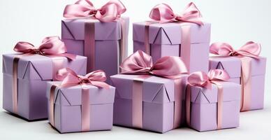 Beautiful Christmas gift box on white background - AI generated image photo