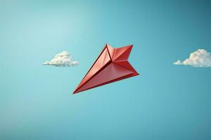 A red paper airplane signifies transformative disruption in 3D rendering AI Generated photo