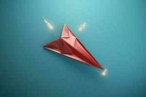 Red paper airplane disrupts, symbolizing technological transformation AI Generated photo