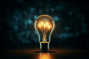 Creative light bulb outline on dark backdrop, imagination and creativity concept AI Generated photo