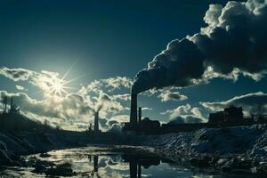 un esperanzado concepto, reciclaje planta trabajos en contra inviernos ambiental contaminación ai generado foto